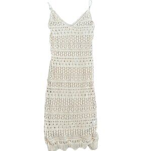 Beach Wedding Crochet Cream Midi Dress size XS runs small
